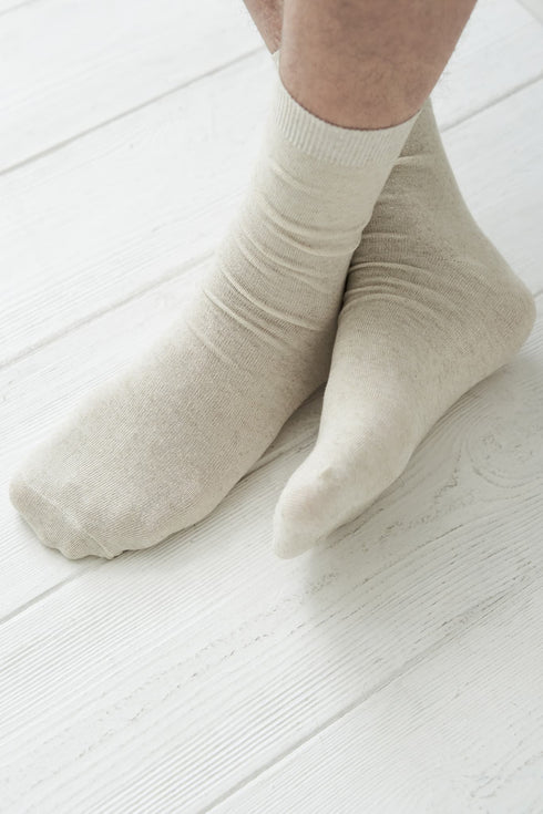 Image 7 of Long linen socks are composed of natural cotton and linen from Baltic Linen