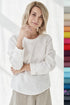 Image 33 of Womens linen top features long sleeves and a rounded neckline Karen from Baltic Linen