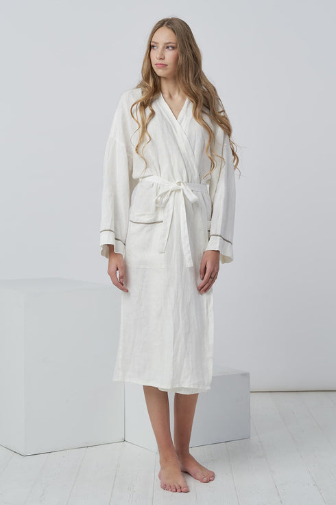 Image 2 of Luxury linen bathrobe comfortable with long kimono sleeves from Baltic Linen