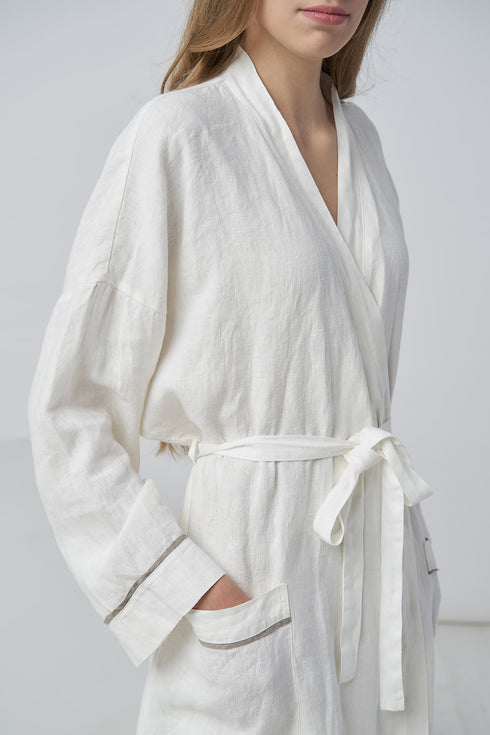 Image 6 of Luxury linen bathrobe comfortable with long kimono sleeves from Baltic Linen