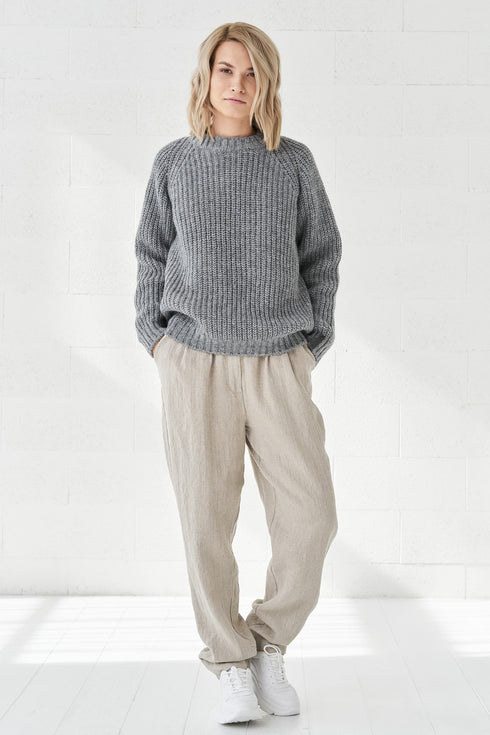 Image 14 of Merino wool sweater with long sleeves and round neckline Alexander from Baltic Linen