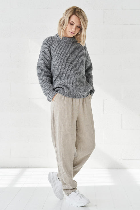 Image 18 of Merino wool sweater with long sleeves and round neckline Alexander from Baltic Linen