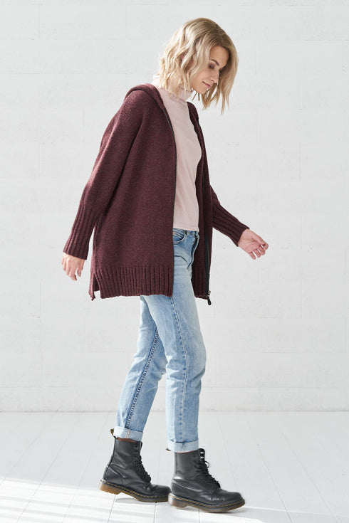 Image 3 of Merino wool sweater with long sleeves and a zipper Alice from Baltic Linen