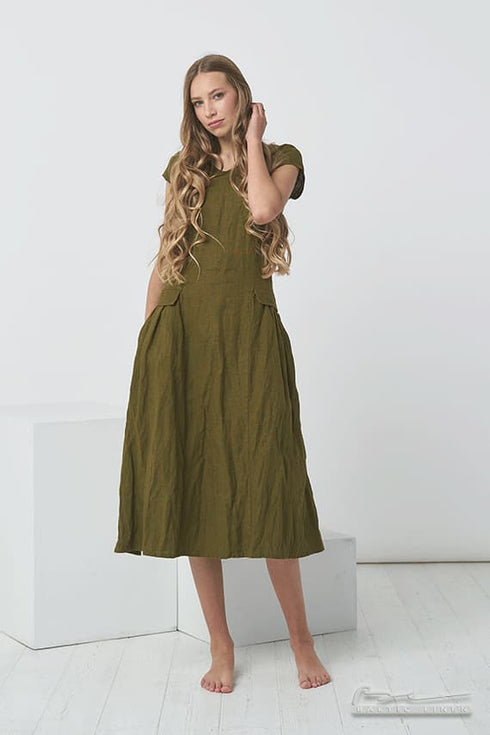 Image 2 of Pure linen dress with a hidden zip on the side and side pockets Jura from Baltic Linen