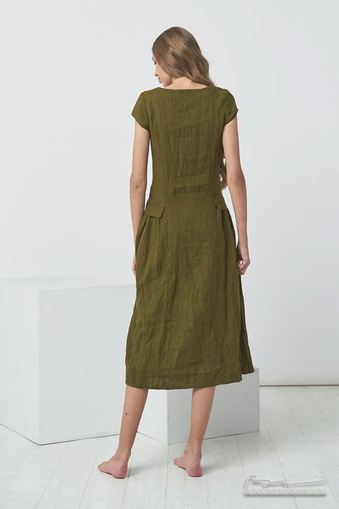 Image 7 of Pure linen dress with a hidden zip on the side and side pockets Jura from Baltic Linen