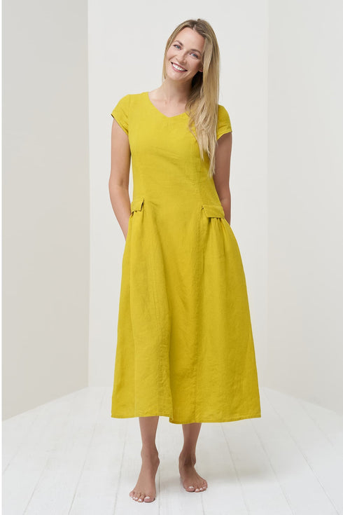 Image 19 of Pure linen dress with a hidden zip on the side and side pockets Jura from Baltic Linen