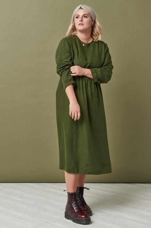 Image 6 of Pure linen dress washed and soft with long sleeves Madeira from Baltic Linen