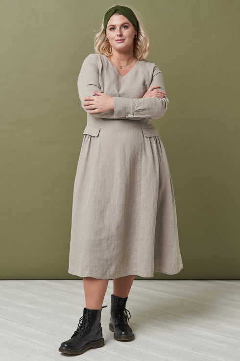 Image 9 of Autumn linen dress with hidden side zip and hidden pockets Jurate from Baltic Linen
