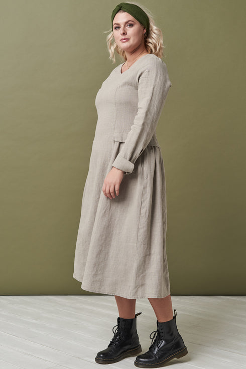 Image 10 of Autumn linen dress with hidden side zip and hidden pockets Jurate from Baltic Linen