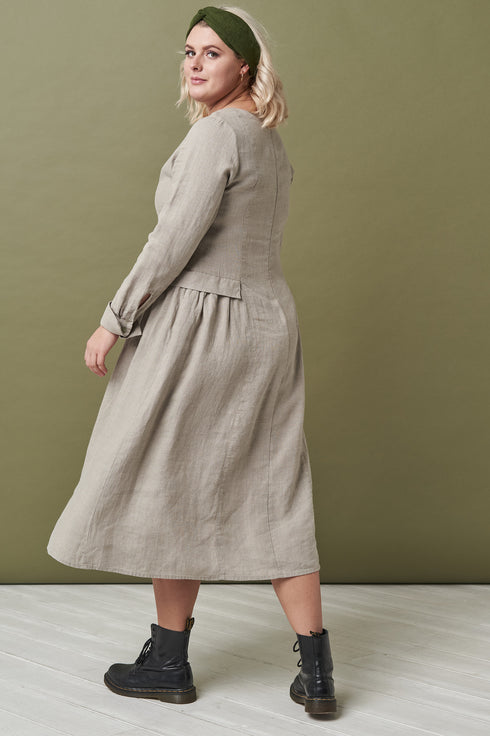 Image 12 of Autumn linen dress with hidden side zip and hidden pockets Jurate from Baltic Linen