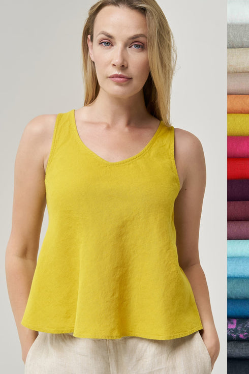 Image 16 of Sleeveless linen blouses features a loose fit design Kim from Baltic Linen