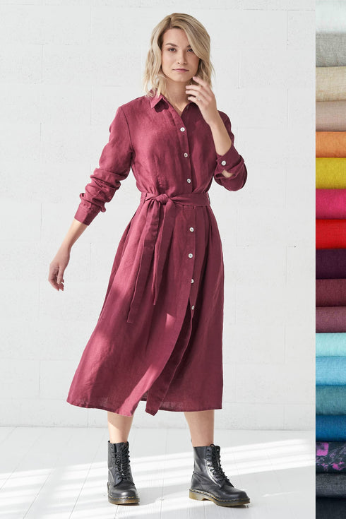 Image 15 of Linen autumn dress in most gorgeous colors & comfortable style Mona from Baltic Linen