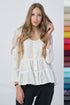 Image 7 of Casual linen blouse features a ruffled bottom and long sleeves Vaiva from Baltic Linen