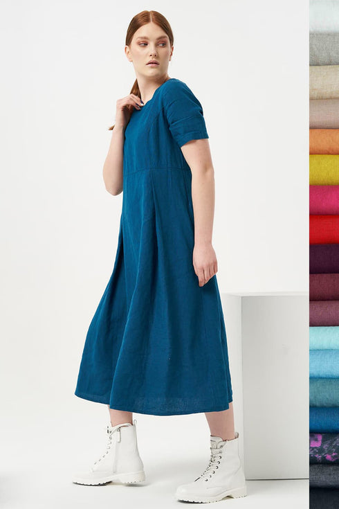 Image 13 of Summer linen dress hidden zip on the back & short sleeves Madona from Baltic Linen