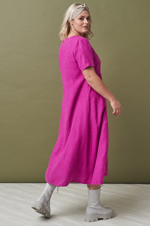 Image 10 of Summer linen dress hidden zip on the back & short sleeves Madona from Baltic Linen
