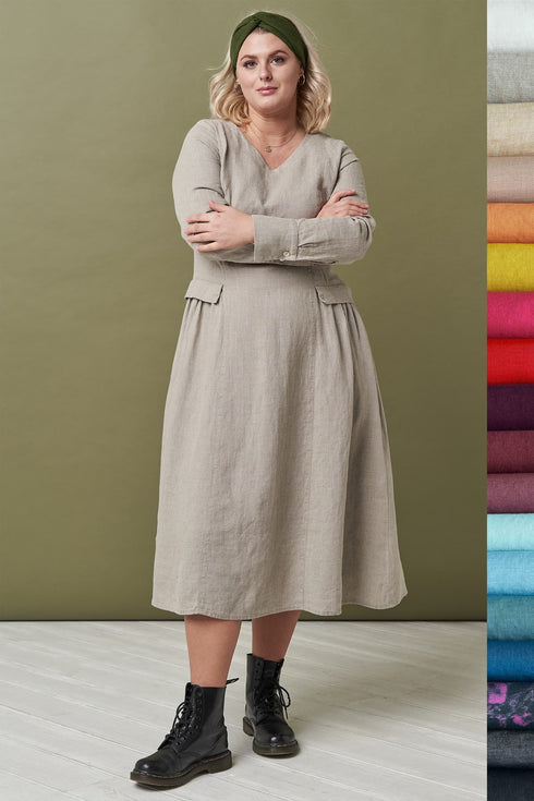 Image 14 of Washed linen dress comes with side pockets and long sleeves Jurate from Baltic Linen