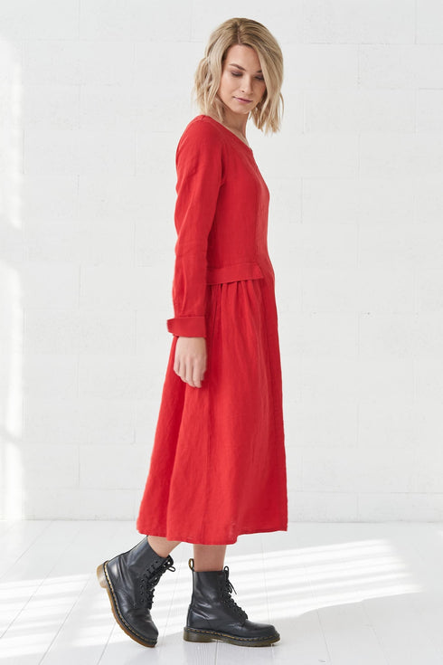 Image 11 of Washed linen dress comes with side pockets and long sleeves Jurate from Baltic Linen