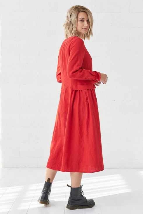 Image 12 of Washed linen dress comes with side pockets and long sleeves Jurate from Baltic Linen