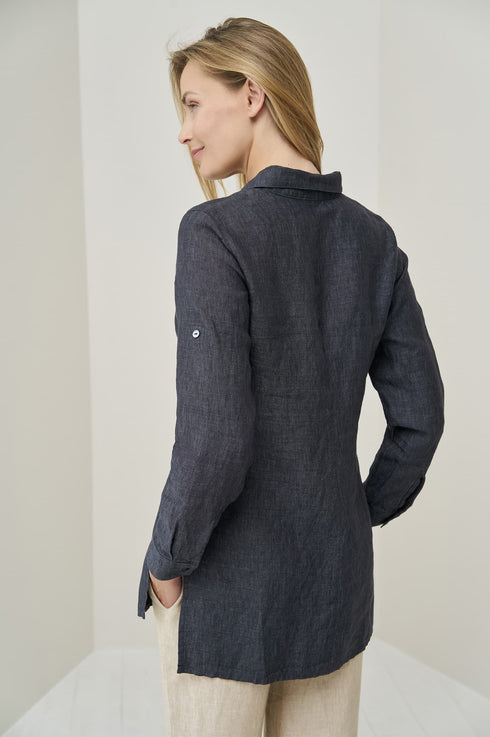 Image 16 of Soft linen shirt comes with side slits and adjustable sleeves Kelly from Baltic Linen