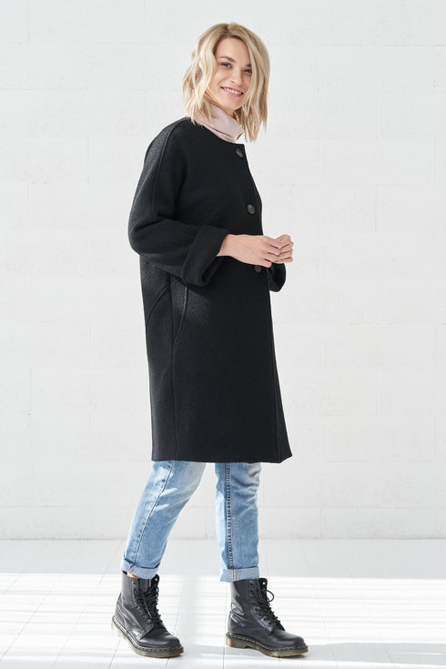 Image 1 of Modern wool coat with long sleeves and pockets Ernestina from Baltic Linen