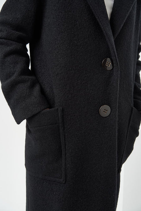 Image 5 of Cozy wool coat with a flap front is a modern classic style Polina from Baltic Linen
