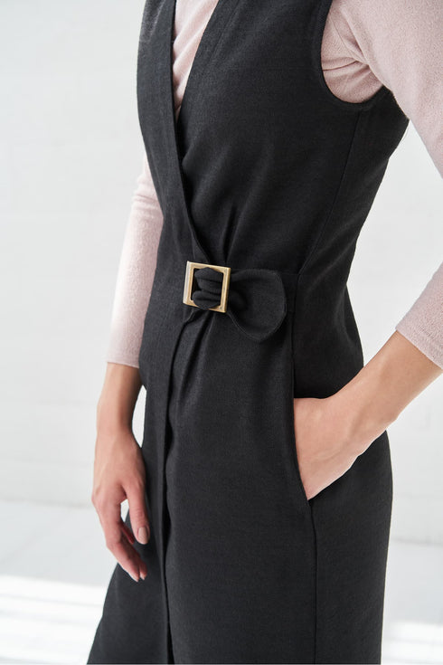 Image 3 of Autumn wool vest with a metal brooch that will bring you warmth Lina from Baltic Linen