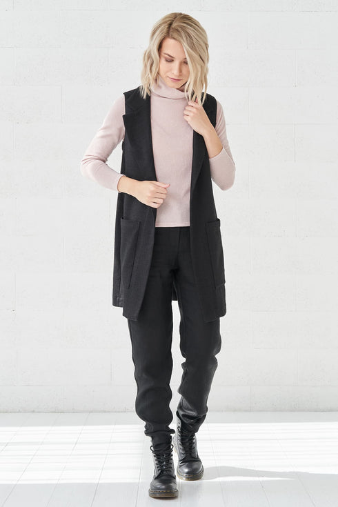 Image 2 of Warm wool vest features no sleeves design and two deep pockets Lora from Baltic Linen