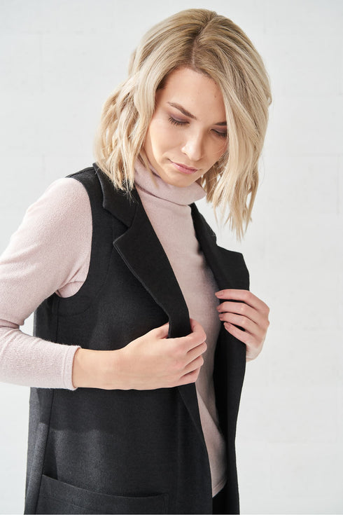 Image 4 of Warm wool vest features no sleeves design and two deep pockets Lora from Baltic Linen