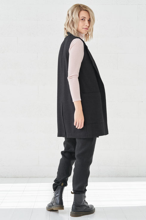 Image 7 of Warm wool vest features no sleeves design and two deep pockets Lora from Baltic Linen