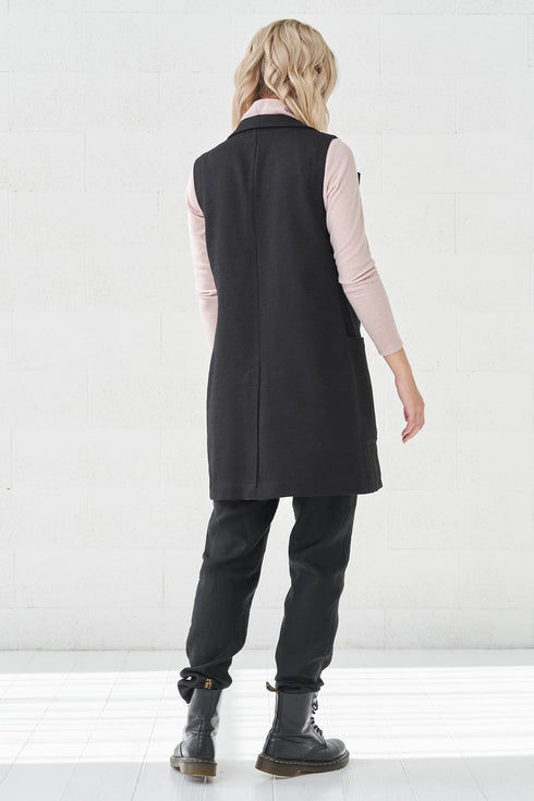Image 8 of Warm wool vest features no sleeves design and two deep pockets Lora from Baltic Linen