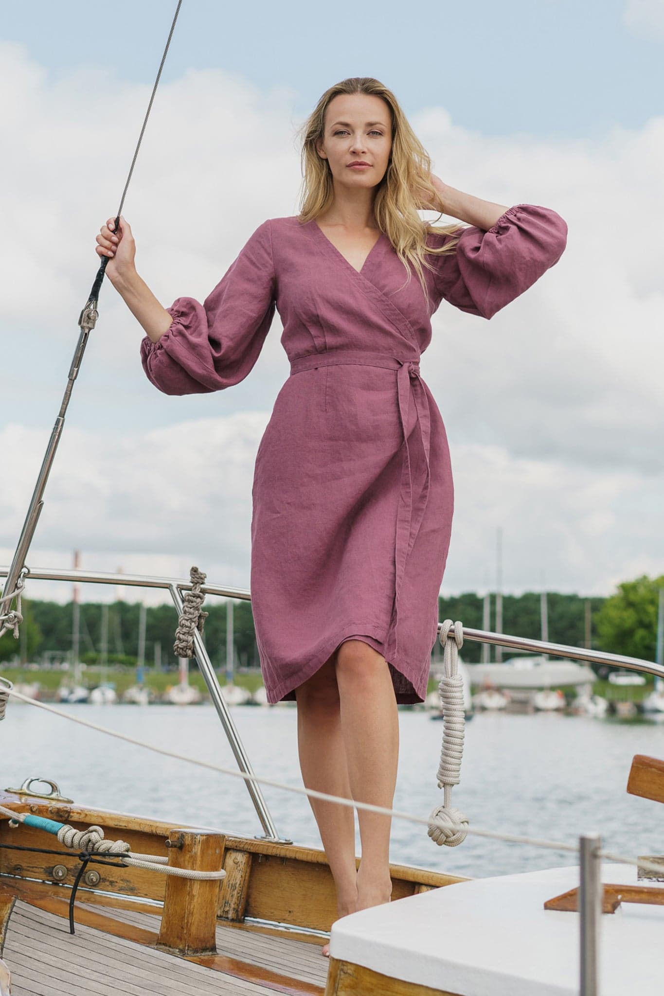 Organic linen wrap dress Mika BalticLinen Organic linen wrap dress Mika BalticLinen